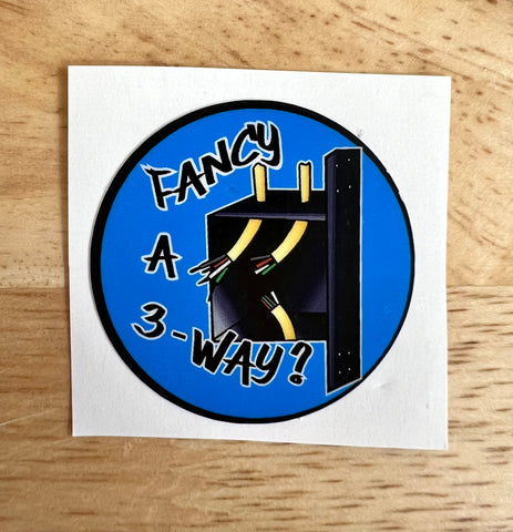 Fancy a Three Way? Hard Hat Stickers (1.5" x 1.5")